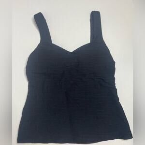 Lands end black textured bath suit top